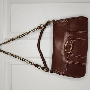 Talbots brown leather handbag with chain shoulder strap